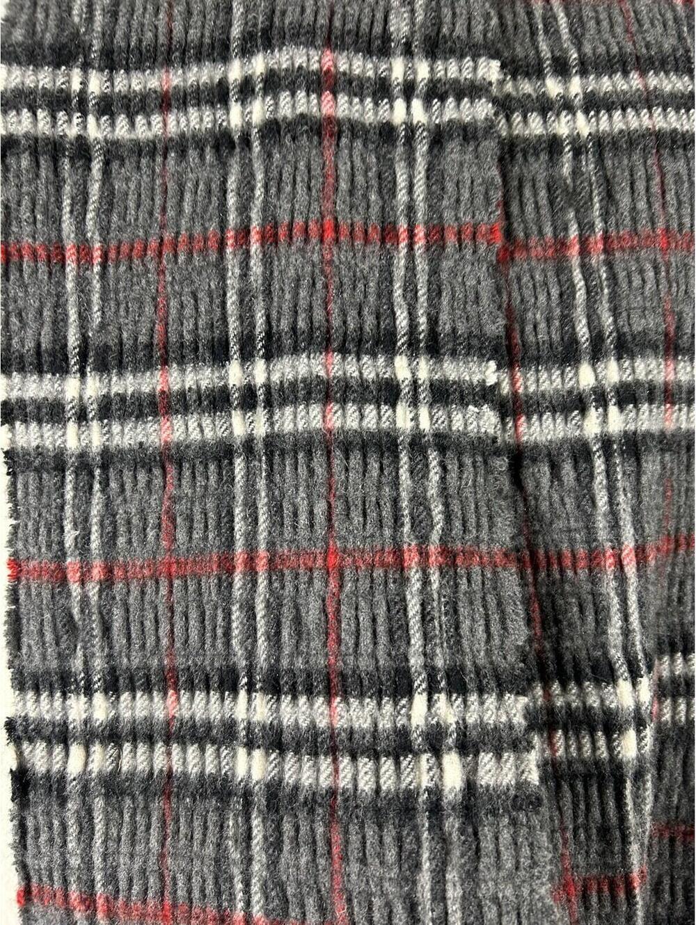 Burberry London Gray Plaid Wool Cashmere Fringe Scarf - Picture 6 of 9